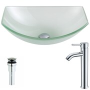 ANZZI Pendant Deco-Glass Vessel Sink in Frosted with Fann Faucet in Chrome LSAZ085-041